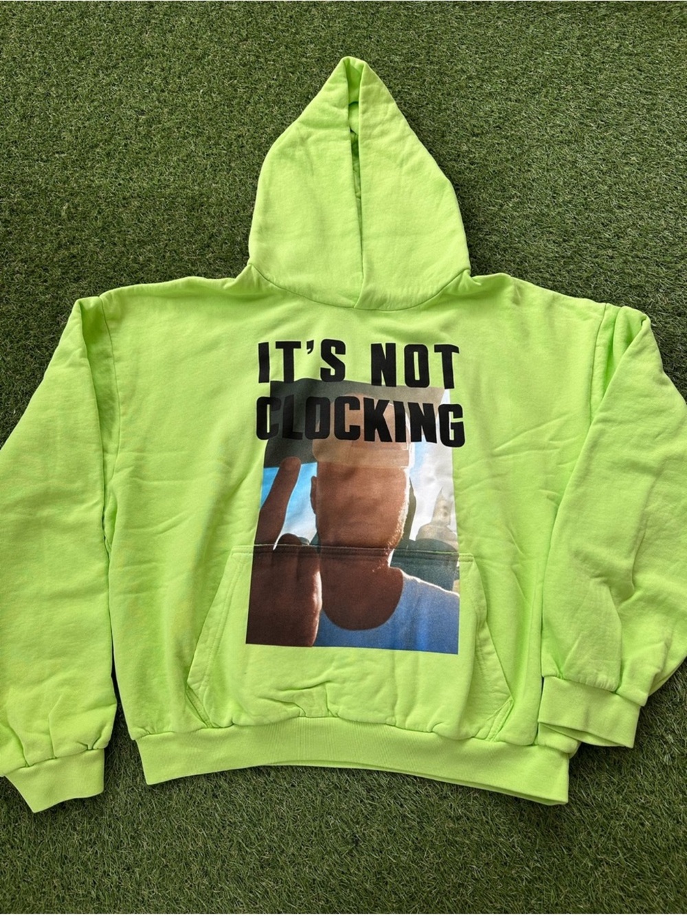 Justin Bieber Coachella Neon Green Hooded Sweatshirt - It's Not Clocking
